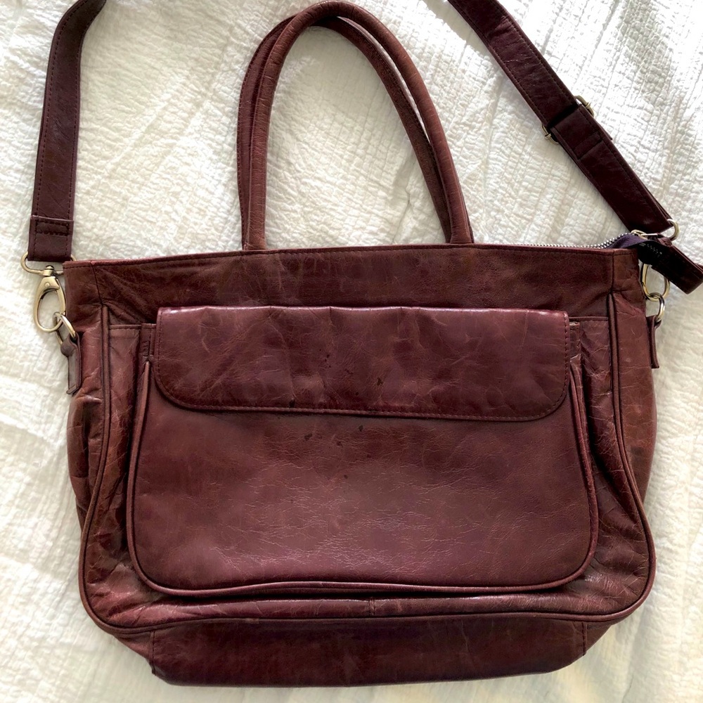 Latico leather tote in rich eggplant